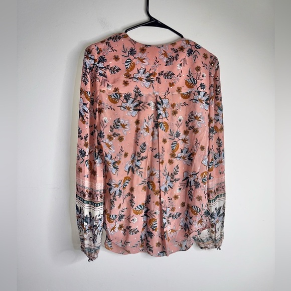 Veronica Beard Women’s Blouse Mauve Pink Floral Pin Tuck Beading - Picture 7 of 7